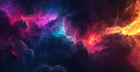 Fototapeta premium Cosmic Nebula: A Journey Through Colorful Galaxies