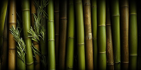 Obraz premium Green forest jungle surface wall background texture asian style view