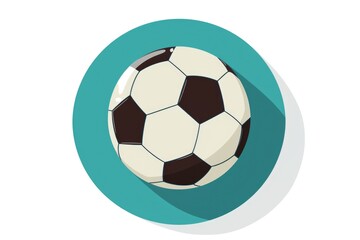 Obraz premium A soccer ball in a circular formation with a long shadow, suitable for sports or creative concept images