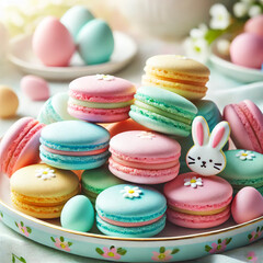 Obraz premium colorful macaroons on a wooden table