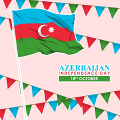 Fototapeta premium Vector illustration of Azerbaijan Independence Day social media feed template