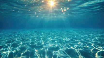 Naklejka premium Crystal-clear water with sunlit sparkles in the background