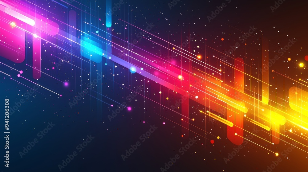Poster Stylish geometric composition in bright and vivid colors with a vibrant geometric modern abstract background