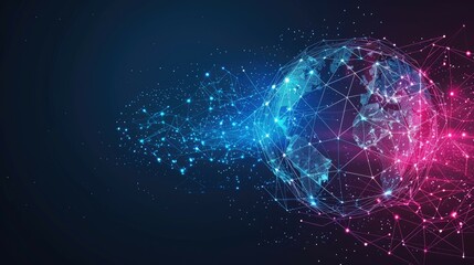 Obraz premium Abstract Digital Representation of the Earth with Connected Lines and Glowing Points