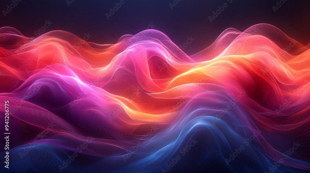 Canvas Prints The abstract dynamic wave background is a colorful twisted shapes in motion. Perfect for poster backgrounds, flyers, banners, and design elements. Soft textures on pastel background Stock Photo.