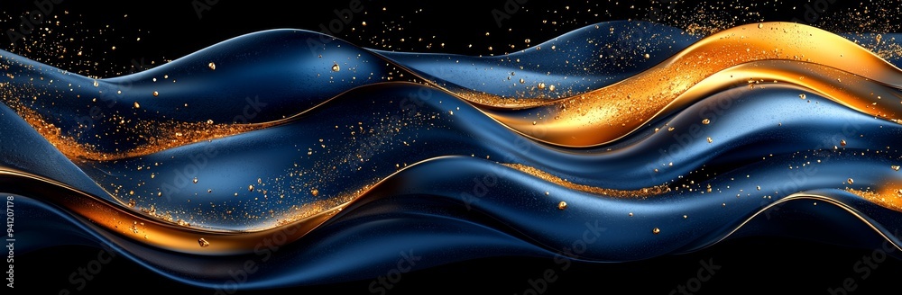 Aufkleber wave illustration created with blue and yellow colors to create the illusion of depth and movement