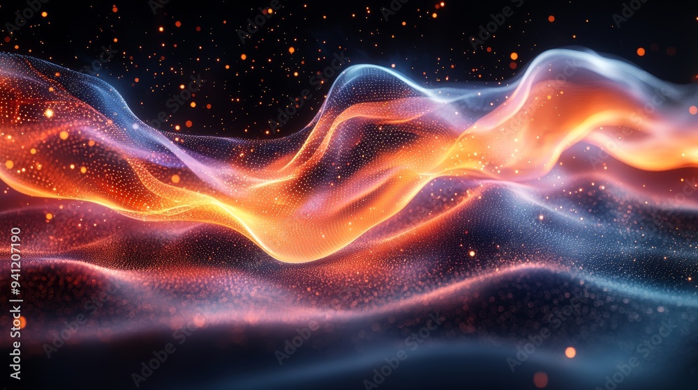Aufkleber Captures the depth and movement of a mesmerizing light installation with dynamic abstract art.