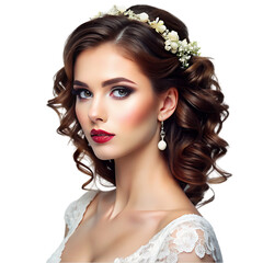 Naklejka premium Elegant woman in white dress