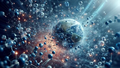 Closeup of an abstract biological and scientific molecular structure concept