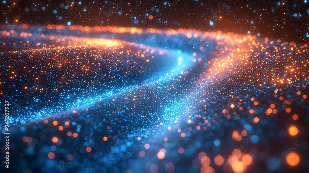 Leinwandbilder with streaks of light speeding toward the horizon, this abstract future background resembles the flo