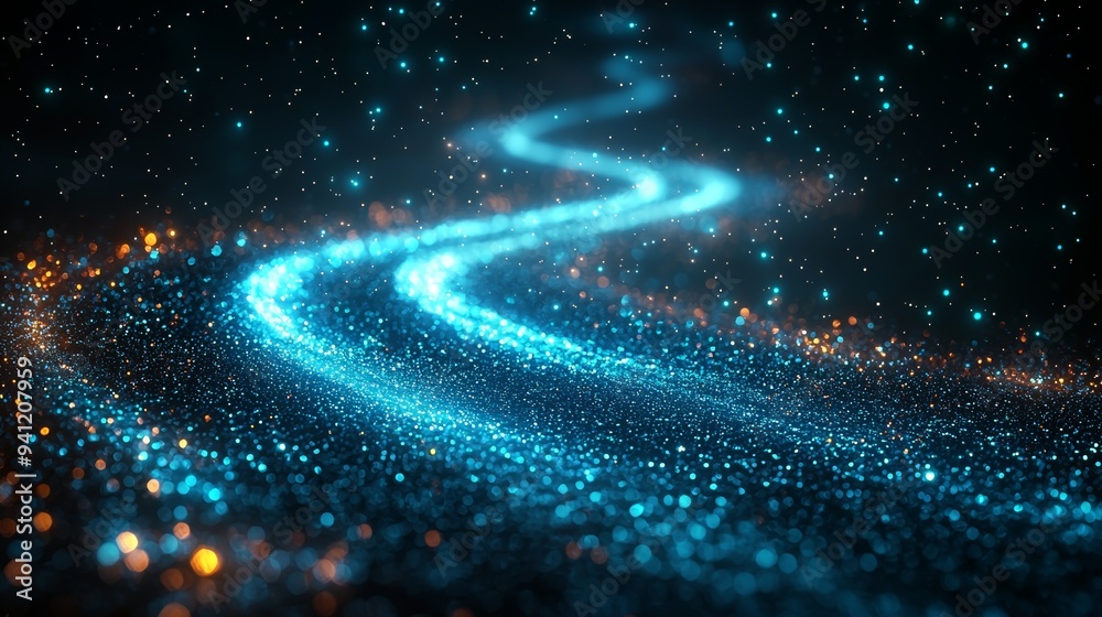 Aufkleber a futuristic abstract background blending blue and green tones with high-speed light trails