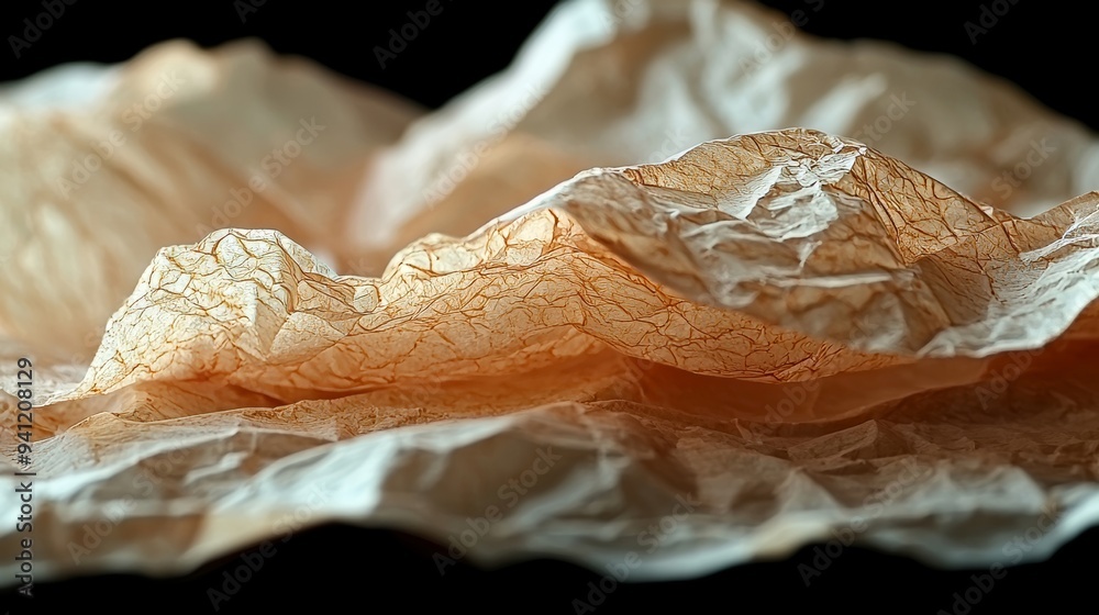 Leinwandbilder an abstract crumpled paper texture with a play of light on cool tones, offering a dynamic and textur