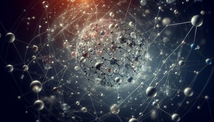 Obraz premium Closeup of an abstract biological and scientific molecular structure concept