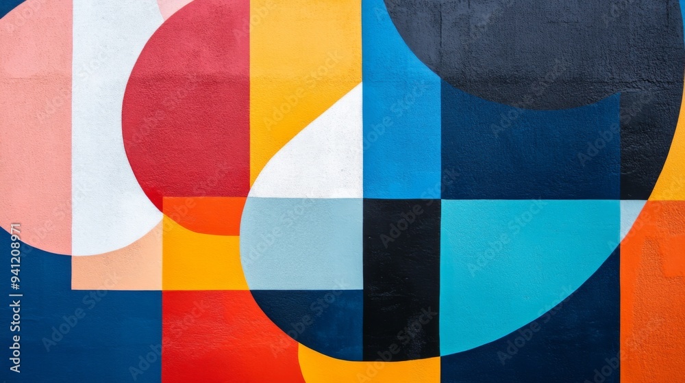 Leinwandbilder a close-up of an abstract design featuring geometric shapes in bold, contrasting colors, creating a 