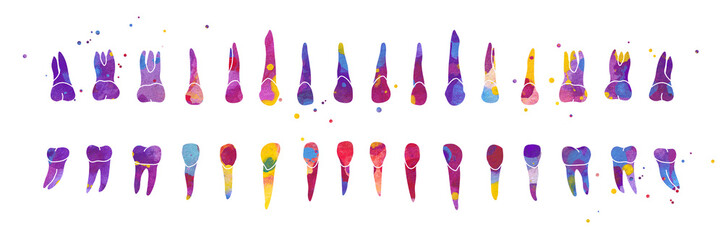 Dental Row. Colorful watercolor illustration