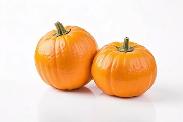 Obraz premium Two ripe orange pumpkins isolated on a white background.