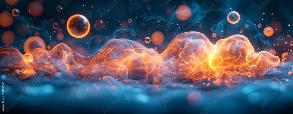 Leinwandbilder Art work featuring vibrant colors and dynamic motion, capturing the fluid motion and interplay of shapes.