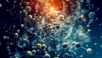 Obraz premium Closeup of an abstract biological and scientific molecular structure concept