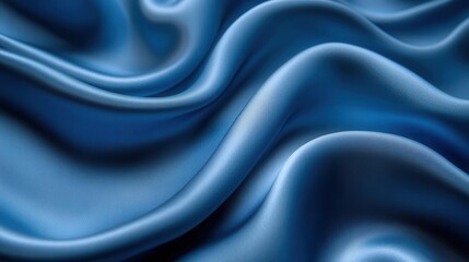Obraz premium luxurious blue satin fabric draped elegantly rich folds and creases create mesmerizing play of light and shadow smooth texture emphasized in closeup view