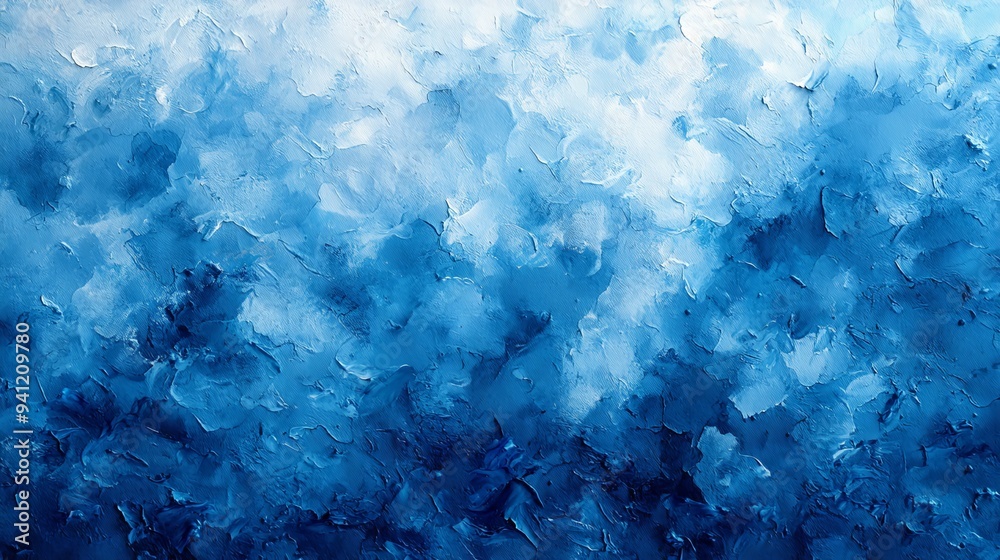 Poster Fluid and calm abstract texture in blue with dynamic strokes and patterns.