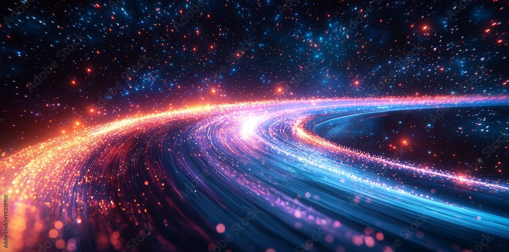 Aufkleber streaks of blue and purple light create a sense of speed and motion in this abstract background.