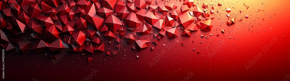 Poster Modern and dynamic geometric background with red triangular shapes and shadows. Ideal for a wide range of uses.