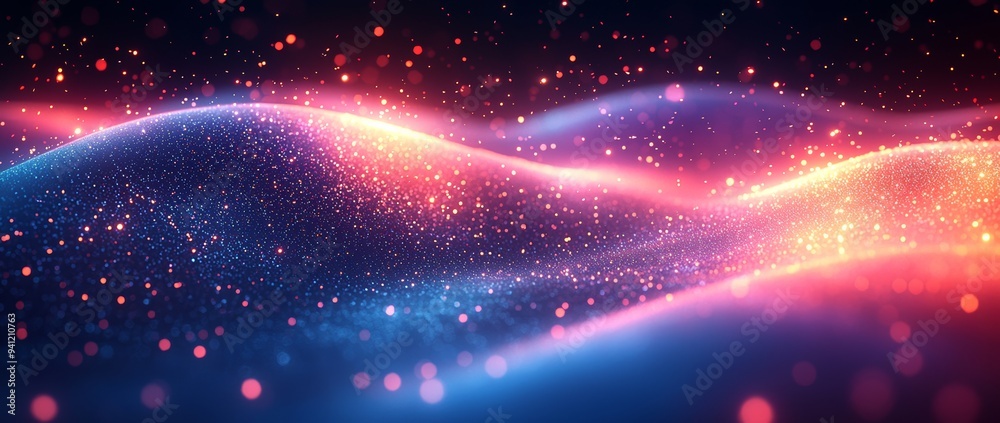 Poster with dynamic motion and vivid hues, this colorful digital art piece is ideal for modern design and c