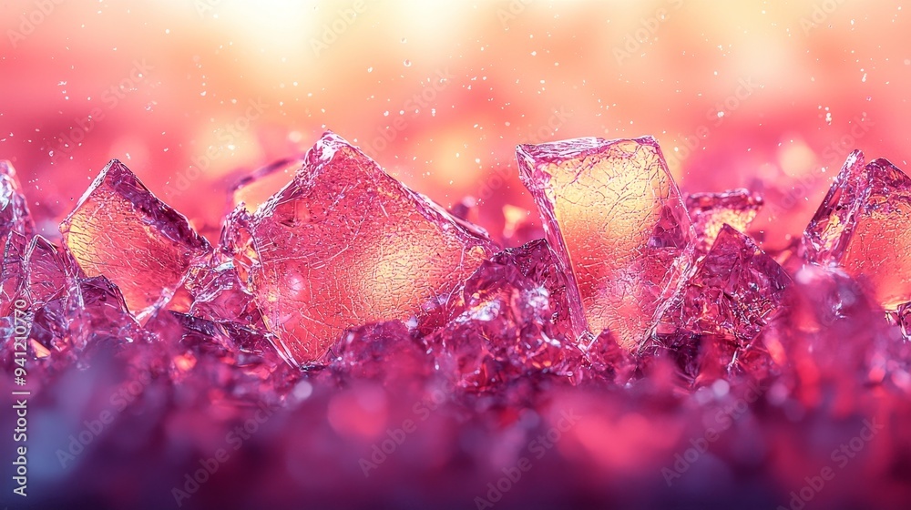 Leinwandbilder Soft gradients and geometric shapes create a dynamic and vibrant composition in shades of pink and purple.