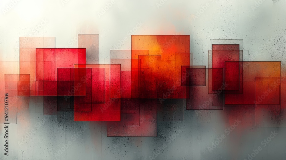 Fototapete featuring overlapping rectangles of orange and gray glass, this design creates a dynamic and layered