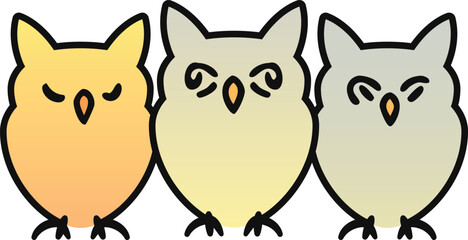 3 owls (funny vector drawing)