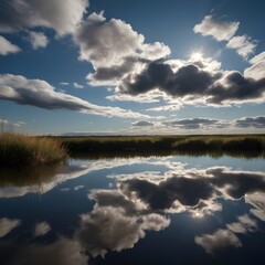 Fototapeta premium clouds reflected in water