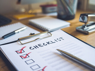 a checklist on a clipboard, representing organization, task management, and progress tracking