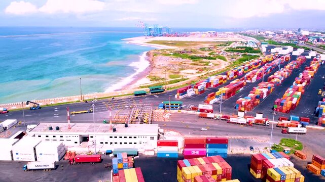containers packed at the harbour