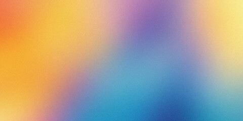 Abstract noisy gradient background in yellow and blue colors. Color palette, colorful pattern with a soft noise effect. Holographic blurred grainy gradient banner texture