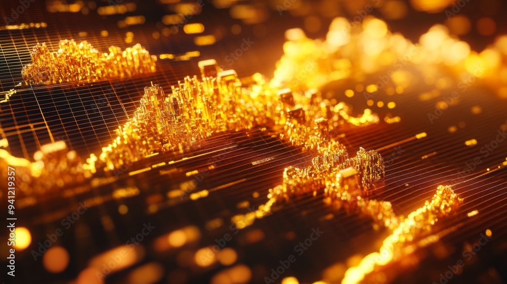 Aufkleber a detailed close-up of a gold price chart on a computer screen, showing fluctuations and trends in g