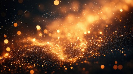 Fototapeta premium Golden bokeh lights creating a dreamy sparkling background