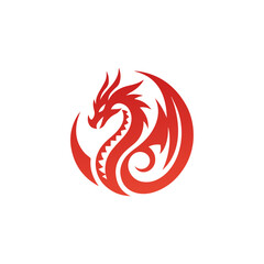 Black and White Dragon logo Design. Dragon Vector Illustration