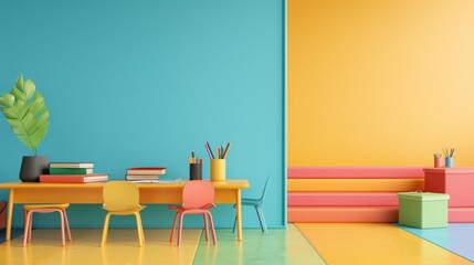 Colorful Abstract Background Featuring Classroom and Learning Graphics