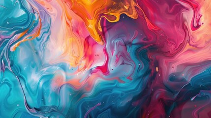 Abstract art background with fluid paint swirls and vibrant colors