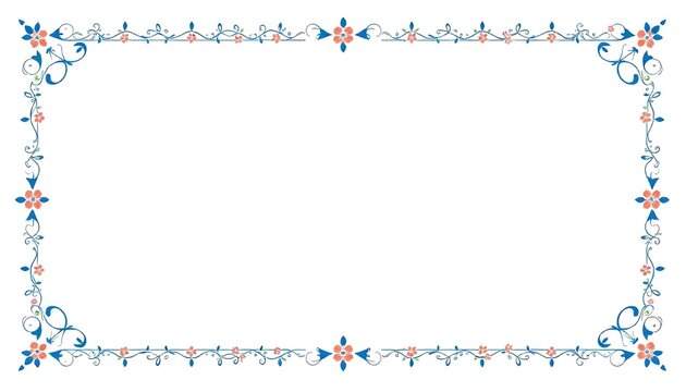 A decorative blue border banner featuring small floral patterns, isolated on a bright white background
