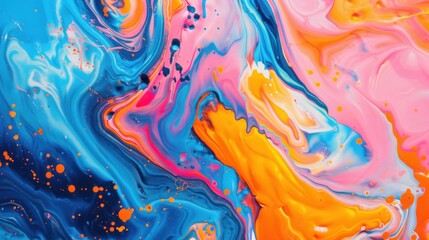Abstract art background with fluid paint swirls and vibrant colors
