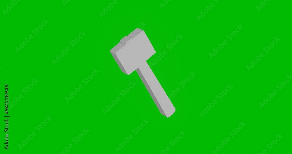 Poster animation of rotation of a white mallet symbol with shadow. simple and complex rotation. seamless lo