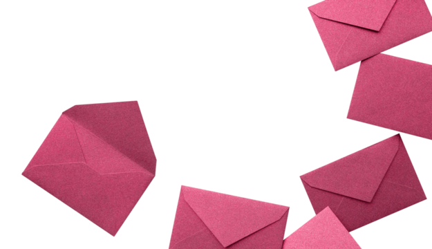 The image shows a decorative frame consisting of a small, pretty pink envelope with glittery lame