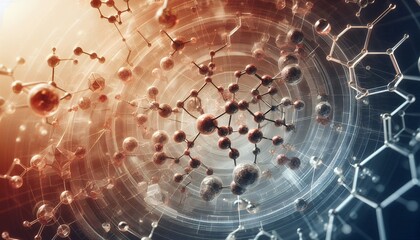 Closeup of an abstract biological and scientific molecular structure concept