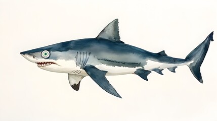 Circling Shark with Googly Eyes in Watercolor Gray