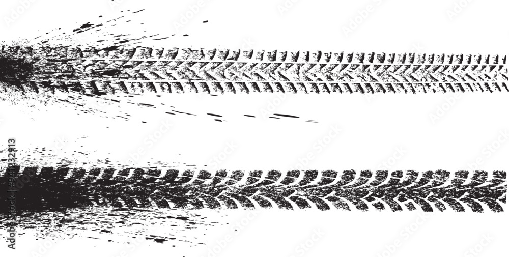 Poster vector print textured tire track . design element .bike thread silhouette