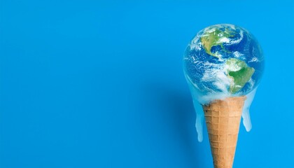 Plant earth as a scoop of ice cream melting