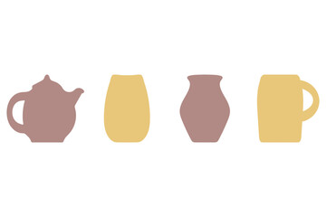 Simple cup glass illustration set design