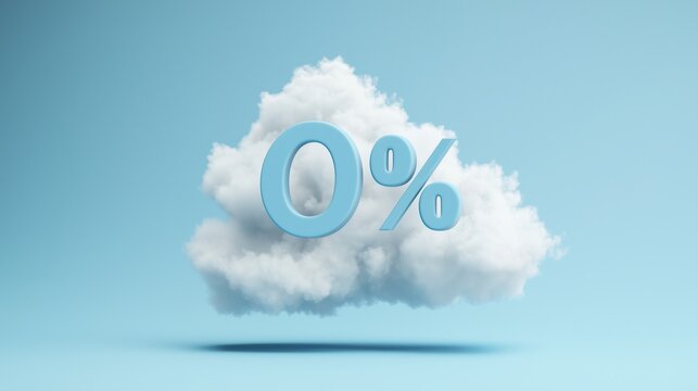 Cloud with 0% symbol, representing zero interest or zero percent financing.
