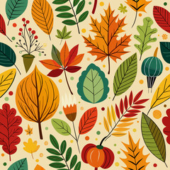 seamless pattern with autumn leaves